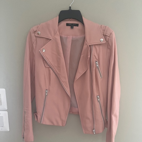 Quilted pink faux leather moto jacket XS - Picture 1 of 3